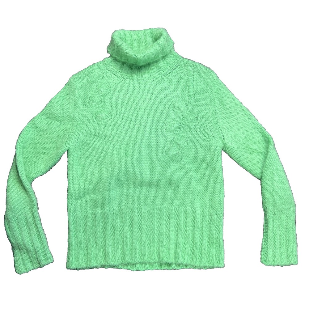 ALYSI Mohair blend Made in Italy Size Med Turtle neck Sweater Green‎